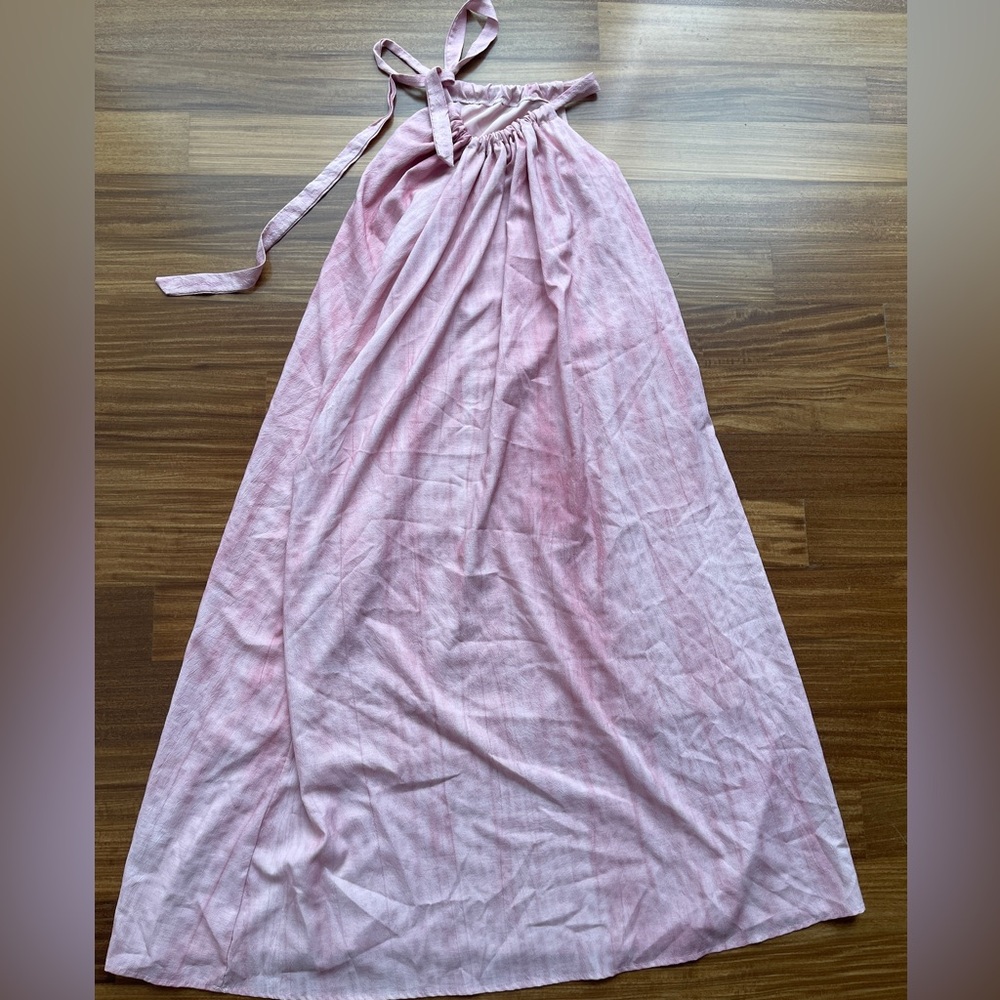 Pink Halter Maxi Dress Vacation Dress